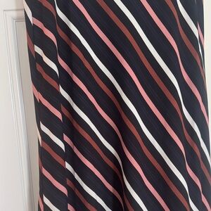 Halogen Striped Midi Skirt - Black, Pink, Brown, White